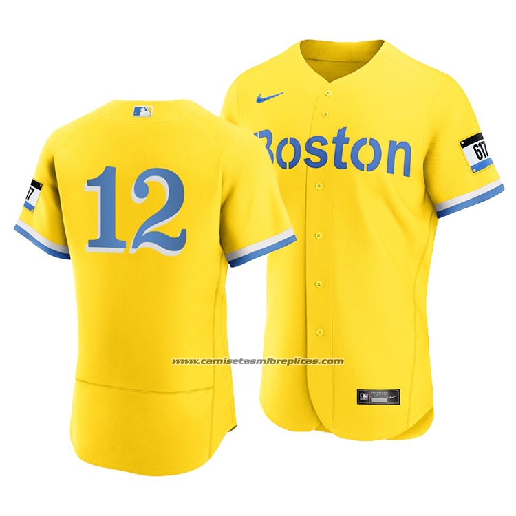 Camiseta Beisbol Hombre Boston Red Sox Marwin Gonzalez 2021 City Connect Autentico Oro